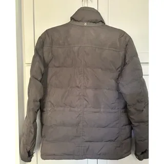 Photo of Moncler Men's Size 2(Med)Gray Down Puffer Jacket Stand Collar Zip/Button Pockets