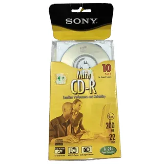 Photo of 10 Pack Sony Mini CD-R Disc 22-Min 200MB with Slim Jewel Cases New Sealed