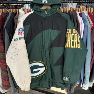 Photo of Vintage 90s Signed Logo Athletic Greenbay Packers Sharktooth Puffer Jacket