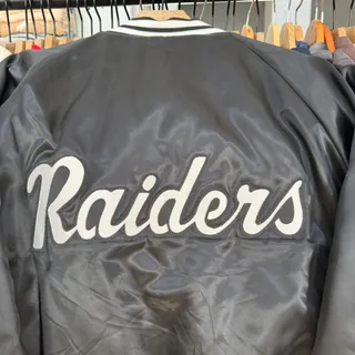 Photo of Vintage 90s Raiders Chalk Line Satin Style Jacket With Front and Back Logos