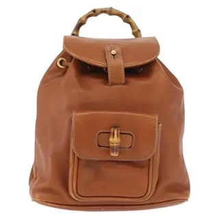 Photo of Gucci Bamboo Leather Backpack Brown