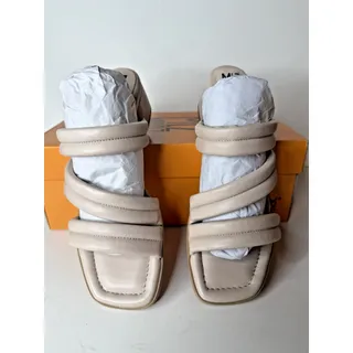 Photo of Miz Mooz Oceana Leather Triple Strap Heeled Sandals Cream EU 39 US 8.5-9