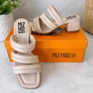 Photo of Miz Mooz Oceana Leather Triple Strap Heeled Sandals Cream EU 39 US 8.5-9
