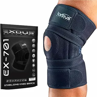 Photo of EXOUS EX-701 Knee Brace Stabilizing 4-Strap Adjustable Support Black One Size