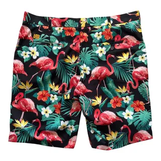 Photo of LoudMouth Golf Shorts Men's Size 40 Waist Flamingo Tropical Hawaii Chino 11"
