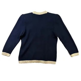 Photo of Gondine Boutique Vintage Black Gold Knit Cardigan Sweater Shoulder Pads
