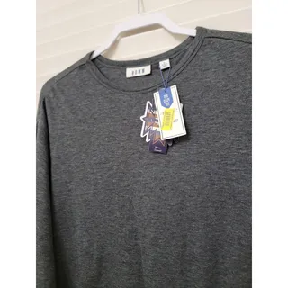 Photo of ROWM Cozy Tee long-sleeve crewneck shirt heather charcoal gray color Large NWT