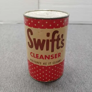 Photo of Swift's Cleanser Vintage Tin Polka Dot Advertising Collectible Chemical
