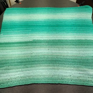 Photo of Handmade Crocheted Baby Blanket in Ombre Green Pattern 40" x 39"