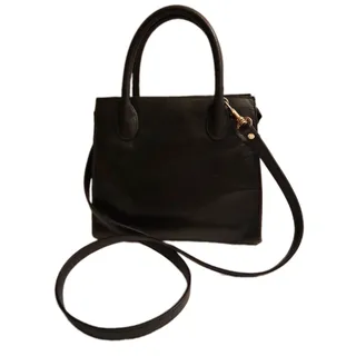 Photo of Giani Bernini Black Leather Satchel Bag Convertible Crossbody Tote Gold Hardware