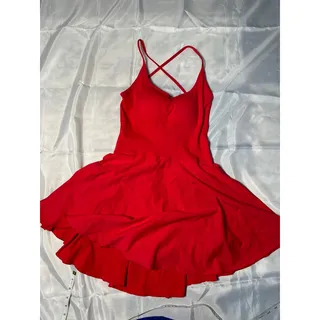 Photo of Women’s Large 2 Piece Red Dress Black Shaping Romper Bodysuit Strappy Set