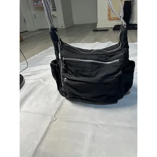 Photo of CLUCI Black Multi Pocket Crossbody Bag Wide Woven Strap Travel Shoulder Purse