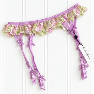 Photo of For Love & Lemons Garter Belt Womens Floral Embroidered Lace Purple NWT Small
