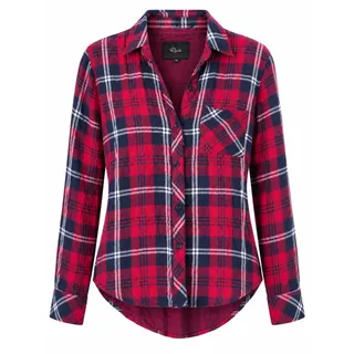 Photo of Rails XS Red Navy Plaid Rayon Shirt • Grunge Indie Boho Americana