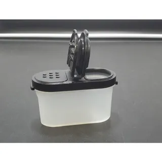 Photo of Tupperware Small Spice Shaker Container Sheer, Black Lid 1843 EUC