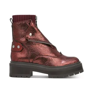 Photo of Sam Edelman Womens Linds Ankle Boots Lug Sole Center Zip Moto Leather 8 M