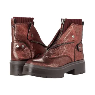Photo of Sam Edelman Womens Linds Ankle Boots Lug Sole Center Zip Moto Leather 8 M