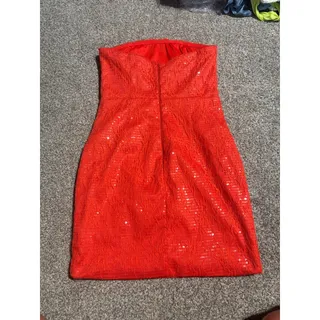 Photo of Womens small red sequin strapless dress