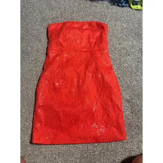 Photo of Womens small red sequin strapless dress