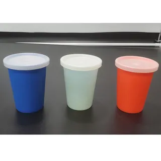Photo of Vintage 1970's Tupperware Classic Plastic Bell Tumblers with lids, 109 Set of 3