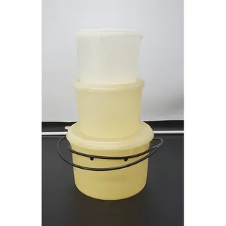 Photo of RARE VTG Tupperware Nesting Canisters 263 264 266 W/Lids & 1 Handle 433 Set of 3