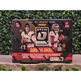 Photo of 2024 Panini Donruss Optic Football Factory Sealed Mega Box Blue Hyper Parallels