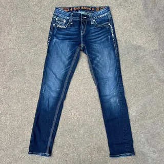 Photo of Rock Revival Erin Easy Skinny Size 28x31 Dark Blue Jeans E8354ES7R READ