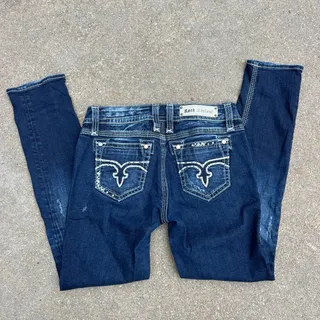 Photo of Rock Revival Erin Easy Skinny Size 28x31 Dark Blue Jeans E8354ES7R READ