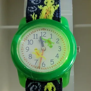 Photo of Timex Time Teachers Time Machines Boys Watch Green Case White Dial Textile Strap