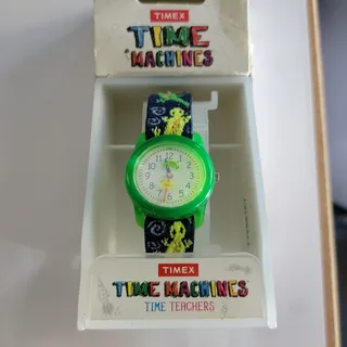 Photo of Timex Time Teachers Time Machines Boys Watch Green Case White Dial Textile Strap