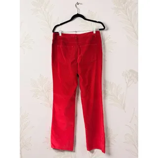 Photo of Talbots Womens Size 8 Red Corduroy Pants High Rise Straight Leg Stretch 31"