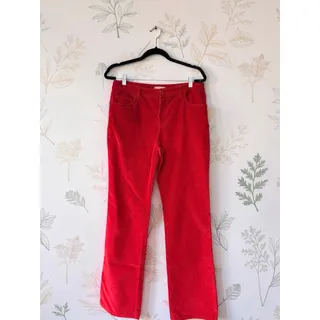 Photo of Talbots Womens Size 8 Red Corduroy Pants High Rise Straight Leg Stretch 31"