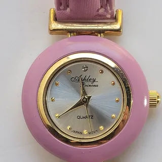 Photo of Ashley Princess Womens Watch Gold Case Pink Bezel Silver Dial Pink Strap Quartz