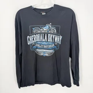 Photo of Harley Davidson Mens XL Cherohala Skyway Tennessee Motorcycle Long Sleeve Tee
