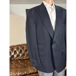 Photo of Tom Ford Navy Wool Mohair 2Pc Peak Lapel Suit Windsor 56 46R US 36x31 Trousers
