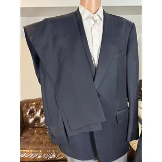 Photo of Tom Ford Navy Wool Mohair 2Pc Peak Lapel Suit Windsor 56 46R US 36x31 Trousers