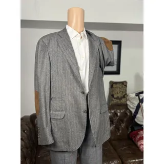 Photo of Copied - Brunello Cucinelli Gray Herringbone Flannel Tweed Sport Jacket Blazer Men 54/44R
