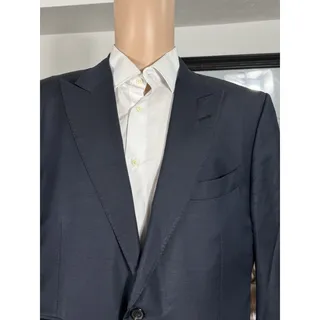 Photo of Tom Ford Navy Blue Peak Lapel Suit Jacket 56/46 Men’s Wool