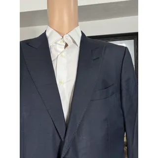 Photo of Tom Ford Navy Blue Peak Lapel Suit Jacket 56/46 Men’s Wool