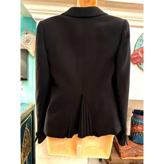 Photo of VINTAGE GIORGIO ARMANI BLACK SILK BORGO 21 SINGLE BREASTED BLAZER JACKET 40
