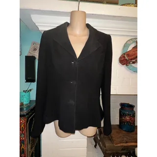 Photo of VINTAGE GIORGIO ARMANI BLACK SILK BORGO 21 SINGLE BREASTED BLAZER JACKET 40