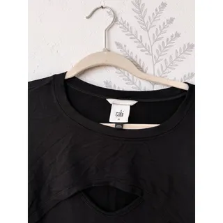 Photo of Cabi Black Layered Cutout Long Sleeve Top Womens Medium M Stretch Modal
