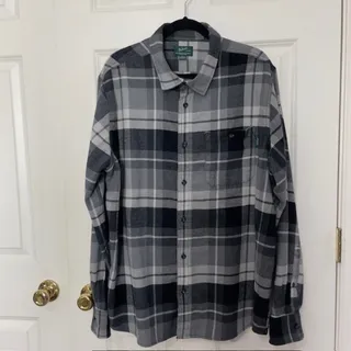 Photo of Woolrich‎ Men's XXL Black & Gray Plaid Flannel Shirt Cotton Blend | 34 Sleeve