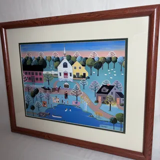 Photo of Colleen Sgroi Framed Americana Folk Art Print Easter Church Service He's Risen