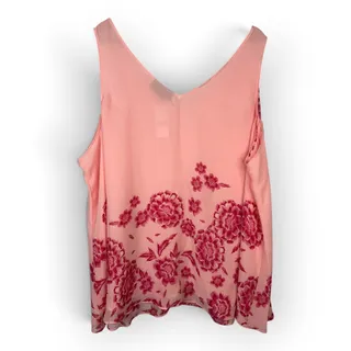 Photo of Lane Bryant NWT Womens 24 Pink Floral Border Print V Neck Sleeveless Tank Flowy