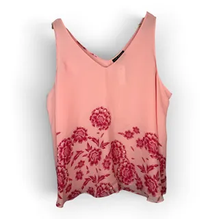 Photo of Lane Bryant NWT Womens 24 Pink Floral Border Print V Neck Sleeveless Tank Flowy
