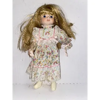 Photo of Heritage Porcelain Doll Musical Floral Dress Victorian 16" Collector Crimp Hair