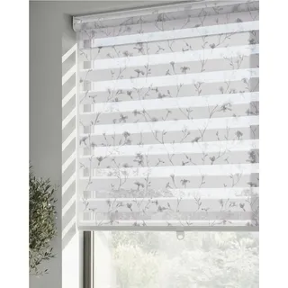 Photo of 28" W x 72" L No Drill Cordless Zebra Shades Blinds for Windows Grey Bloom