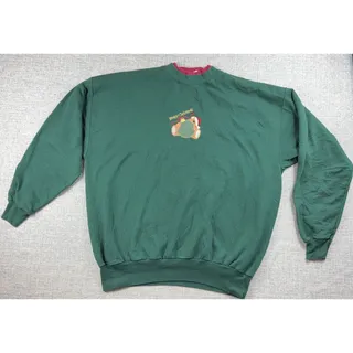 Photo of Beary Christmas Teddy Bear Sweatshirt Adult XL Green Embroidered Applique Hanes