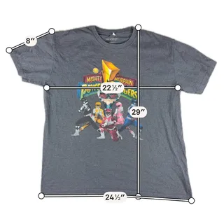 Photo of Mighty Morphin Power Rangers T Shirt Mens XL Gray Retro Graphic Tee 90s Style